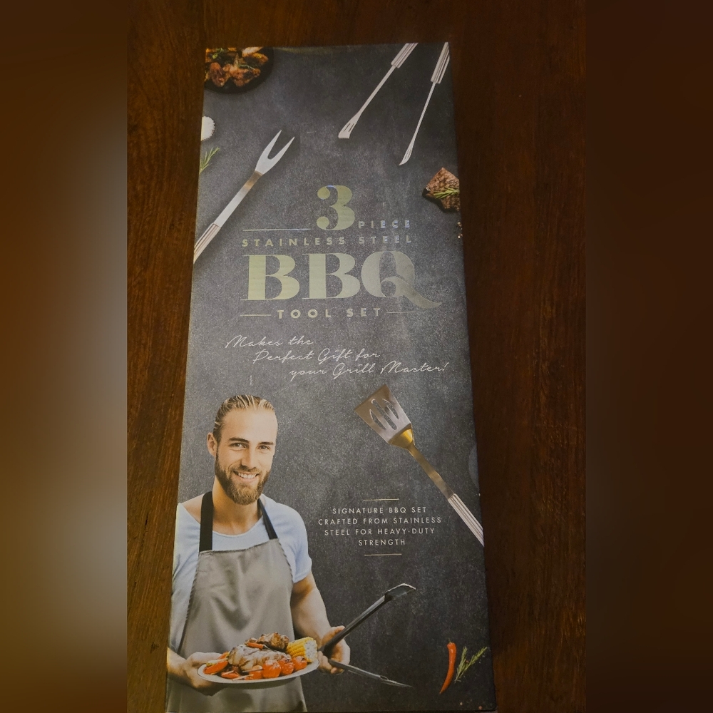 3-Piece Stainless Steel BBQ Tool Set